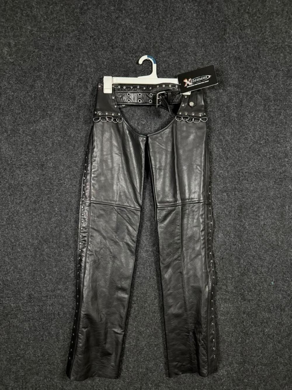 NWT Xelement XS-7590 Women's 3XS Black Leather Motorcycle Chaps Studded